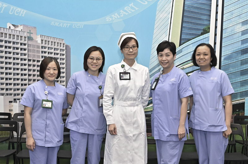 Surgical Department Operation Manager (DOM) & Ward Manager (WM) (from left - Ms Law Nam, Ms Ng Wai Fong, Ms Wong Kwok Ying, Ms Li Nancy, Ms Tang Pui Yin)